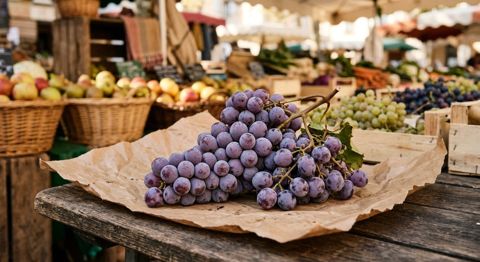Grappe de raisin Muscat sur l'étal